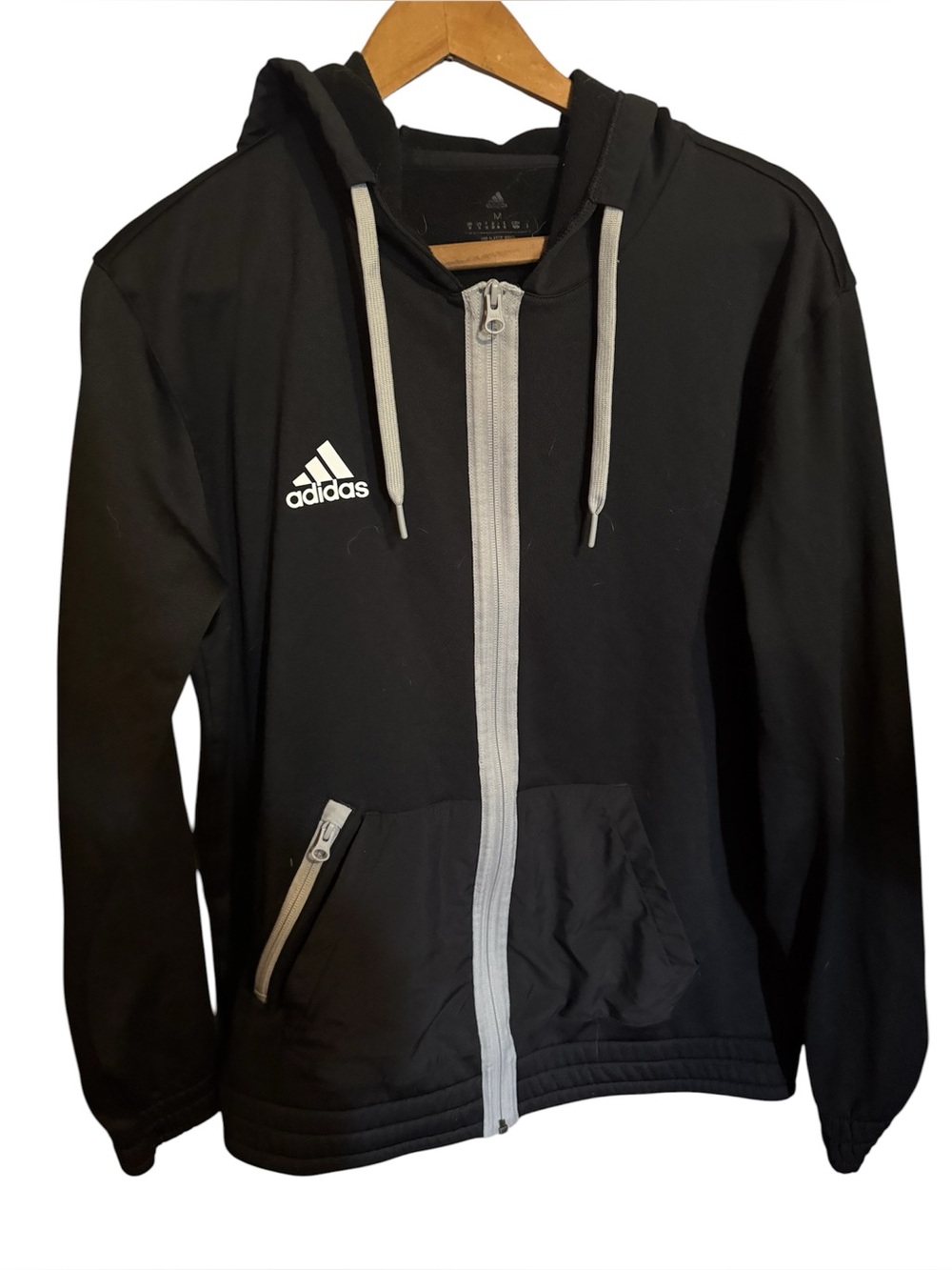 Adidas classic black white warm up trainer zip up track jacket medium activewear